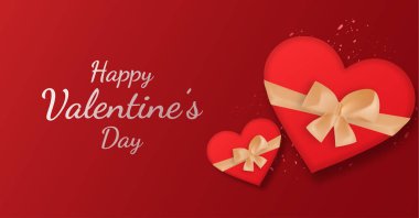 Kırmızı Kalp ve Hediye Kutusu Resimli Sevgililer Günü Posteri Tasarımı