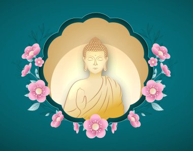 Budha Heykeli Vektör İllüstrasyonuyla Mutlu Vesak Budha Purnima Günü Geçmişi