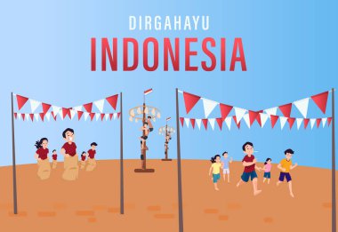 Translation : Happy Independence Day of Indonesia Vector Illustration. Suitable for Template Poster Banner Design. clipart