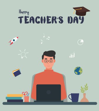 Öğretmenler Günü Vektör İllüzyonunuz kutlu olsun. Uluslararası Öğretmenler Günü Kutlaması. Tebrik kartı, Poster, Bayrak, Şablon, Uçuş Tasarımı İçin Uygun. 