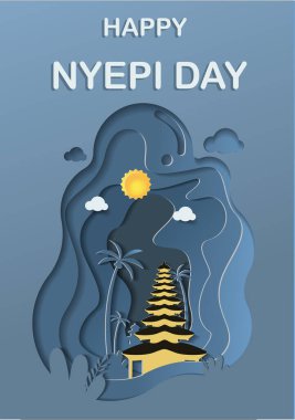 Çeviri: nyepi gününüz kutlu olsun. Mutlu Bali Sessizlik Günü ve Hindu Yeni Yıl Vekil İllüstrasyonu, Nyepi Günü ve Hari Raya Saka, Hindu Seremonisi
