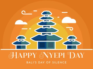 Çeviri: nyepi gününüz kutlu olsun. Mutlu Bali Sessizlik Günü ve Hindu Yeni Yıl Vekil İllüstrasyonu, Nyepi Günü ve Hari Raya Saka, Hindu Seremonisi