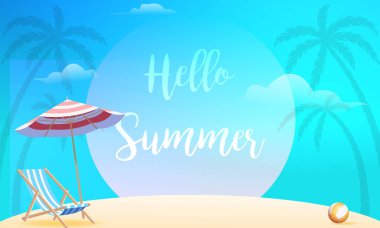 3D Realistic Summer Time Holiday Banner Design with Colorful Beach Elements Background. Vector Illustration. Summer Sale, Post Template, 3D Tropical Element. 