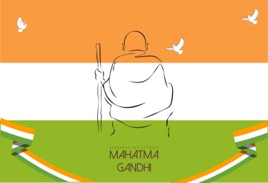Mutlu Gandhi Jayanti Vektör İllüstrasyonu. Mohandas Karam Chandra Gandhi Doğum Günü.