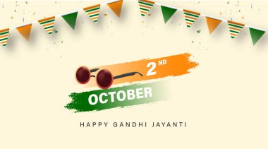 Mutlu Gandhi Jayanti Vektör İllüstrasyonu. Mohandas Karam Chandra Gandhi Doğum Günü.