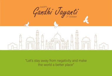Mutlu Gandhi Jayanti Vektör İllüstrasyonu. Mohandas Karam Chandra Gandhi Doğum Günü.