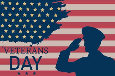 Gaziler Günü Şablon Tasarımı ve Amerikan Bayrağı ve Poster ve Sancak Vektörü İllüstrasyonu için Asker. Hizmet eden herkesi onurlandırmak. 11 Kasım