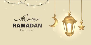 Ramazan Lambaları Asılı Gerçekçi Altın Fener Kareem Şablon Resimleri