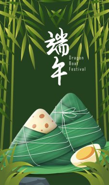 Çin Zodiac Sembol Vektör İllüstrasyonlu Ejderha Teknesi Festivali Poster Tasarımı. Sosyal Medya Gönderimi, Banner Şablonu