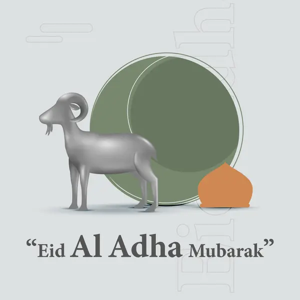 stock vector Eid al Adha Poster Design with Silver Goat Figurine. Festival of Sacrifice Template Banner Vector Illustration