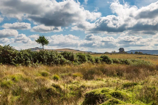 Uma Vista Sobre Parque Nacional Dartmoor Devon Dia Ensolarado Setembro — Fotografia de Stock