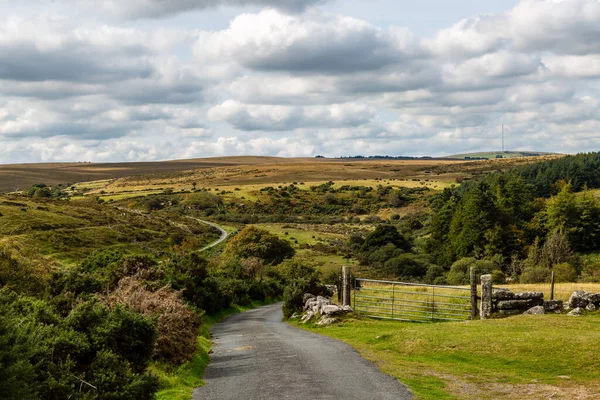 stock image A view down a country road in Dartmoor National Park in Devon