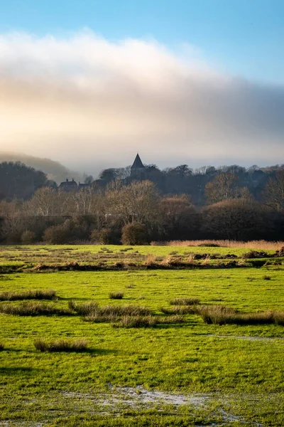 stock image A view towards Offham Church in Sussex on a sunny January day