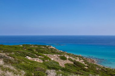 Looking out over the ocean from near Golden Beach, along the Karpas Peninsular on the Island of Cyprus