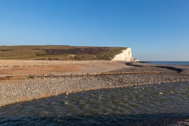 A view at Cuckmere Haven where the Cuckmere River flows into the sea