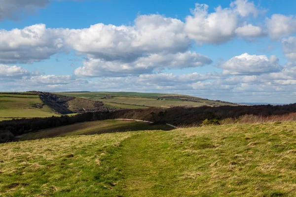 stock image A pathway in the South Downs on a sunny spring day