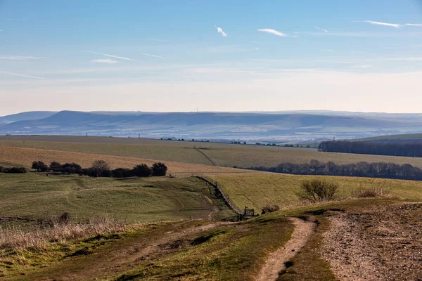 A view along The South Downs Way on Ditchling Beacon in Sussex