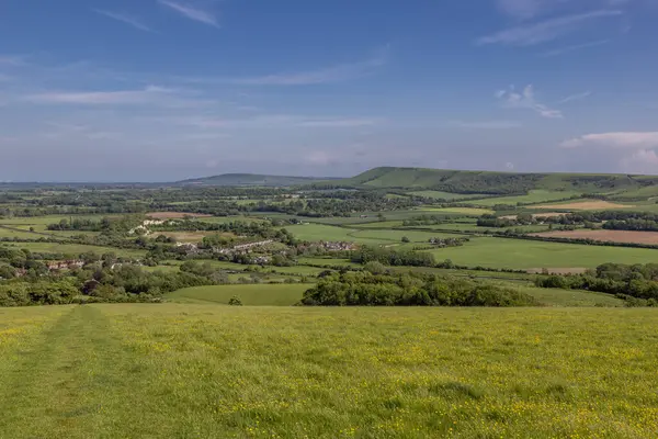 stock image A view towards Glynde in the South Downs, on a sunny spring day