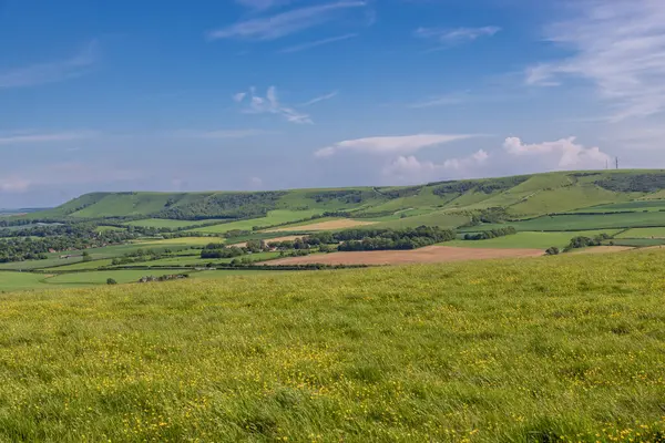 Stock image Looking out over the South Downs from Mount Caburn towards Firle Beacon