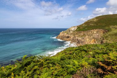 The rugged Cornish coastline on a sunny summer's day