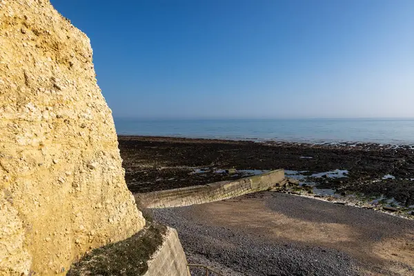 Okyanusa ve kayalıklara bakıyorum, Sussex sahilindeki Telescombe Kayalıklarına.
