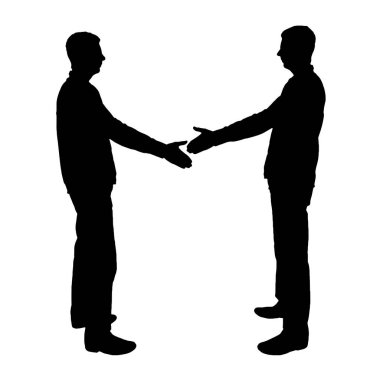 Silhouette two men intend to shake hands. Business concept of business relations. Vector Silhouette
