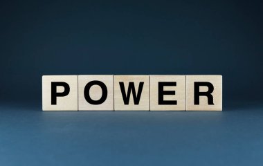 A conceptual image representing the concept of power and influence. The word 'POWER' is presented in bold, block letters, symbolizing strength, authority, and control clipart