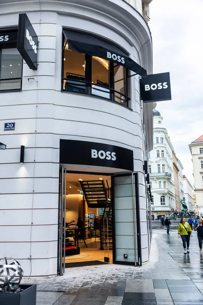 Wenen Oostenrijk Oktober 2022 Weergave Van Een Hugo Boss Luxe — Stockfoto