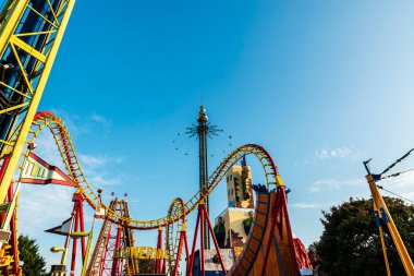 Vienna, Austria - October 16, 2022: View of the Wurstelprater or Prater, amusement park in Leopoldstadt, Vienna, Austria.