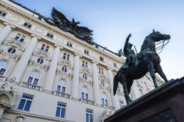Radetzky Denkmal monument and the facade of the Bundesministerium or Federal Ministry of Agriculture, Regions and Tourism in Vienna, Austria