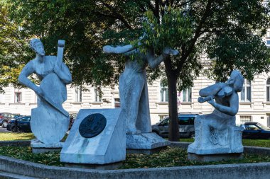 Viyana, Avusturya - 18 Ekim 2022: Antonio Vivaldi Heykeli Votiv Park, Innere Stadt, Viyana, Avusturya 