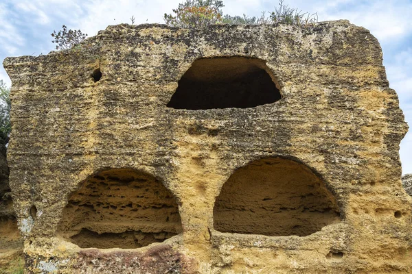 Απομεινάρια Τάφων Και Κατακομβών Στο Valle Dei Templi Κοιλάδα Των — Φωτογραφία Αρχείου