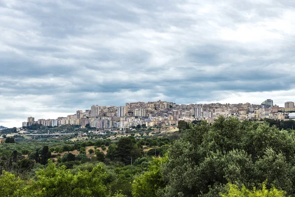 Ciudad Agrigento Vista Desde Valle Los Templos Valle Dei Templi — Foto de Stock