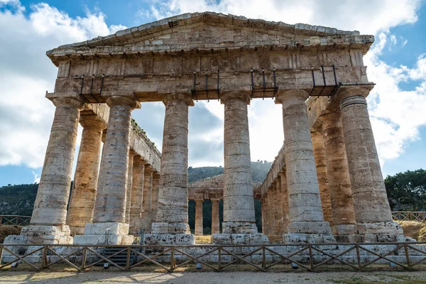Fachada Templo Dórico Segesta Província Trapani Sicília Itália — Fotografia de Stock