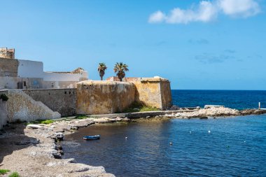 Marsala, Trapani, Sicilya, İtalya 'daki Bastione Conca veya Conca Kalesi manzarası