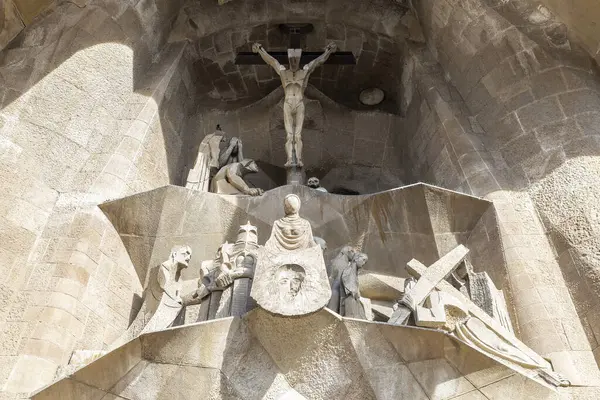 Barcelona Spanyolország November 2023 Passion Facade Sagrada Familia Church Holy Jogdíjmentes Stock Fotók
