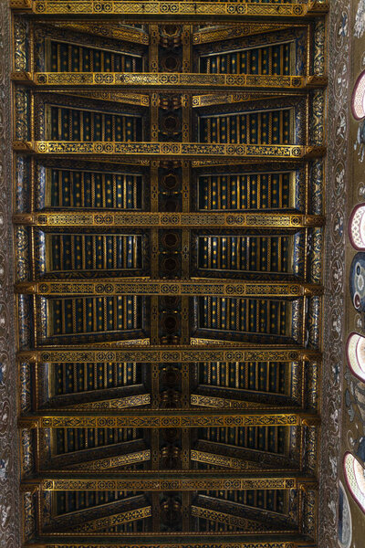 Ceiling of the Cathedral of Monreale or di Santa Maria Nuova in the old town of Monreale, Palermo, Sicily, Italy