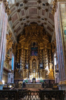 Porto Katedrali 'nin sunağı, Romen, Gotik ve Barok tarzı, Portekiz, Oporto' da.