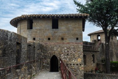 Cite de Carcassonne, Occitania, Fransa 'nın ortaçağ kalesinin manzarası