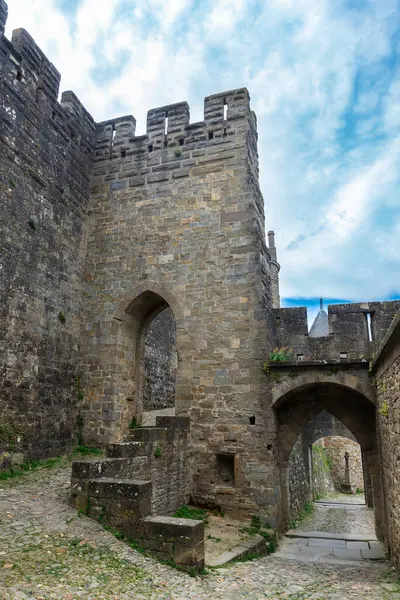 Cite de Carcassonne, Occitania, Fransa 'nın ortaçağ kalesinin manzarası