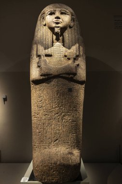 Torino, İtalya - 24 Kasım 2024: Egizio Müzesi 'nde Mısır Sarcophagus Müzesi veya Torin veya Torino, Piedmont, İtalya