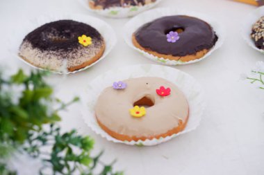 Lezzetli katmanları olan çörekler.