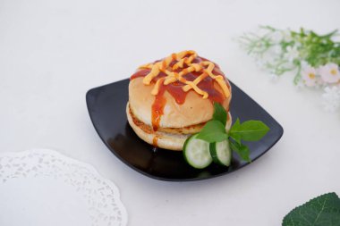 Arka plan olarak lezzetli tavuk burgeri.