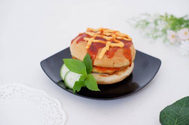 Arka plan olarak lezzetli tavuk burgeri.