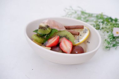 Arka plan olarak lezzetli meyve salatası