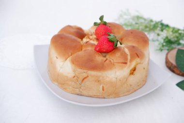 Arkaplan olarak lezzetli çilekli pasta