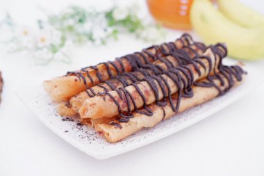 delicious chocolate flavored banana rolls