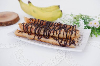 delicious chocolate flavored banana rolls