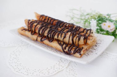 delicious chocolate flavored banana rolls