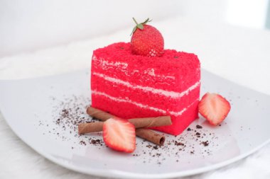 red velvet cake with delicious strawberry